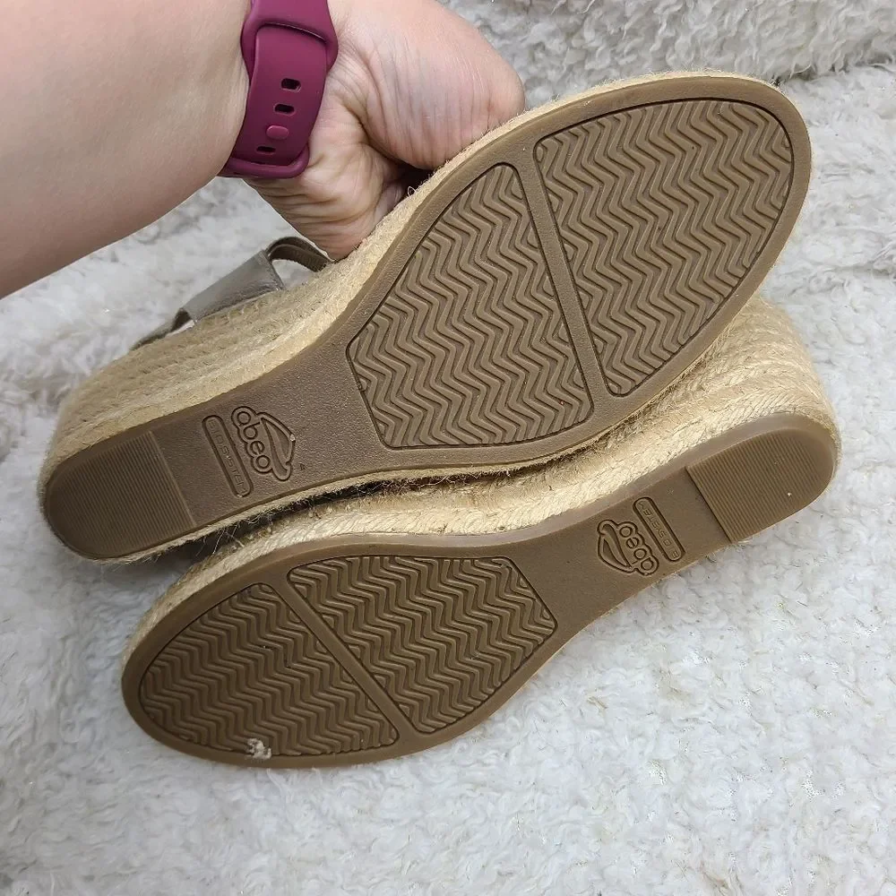 Abeo Bio System Delano Espadrille Wedge Metalic Sandals‎ Size 9